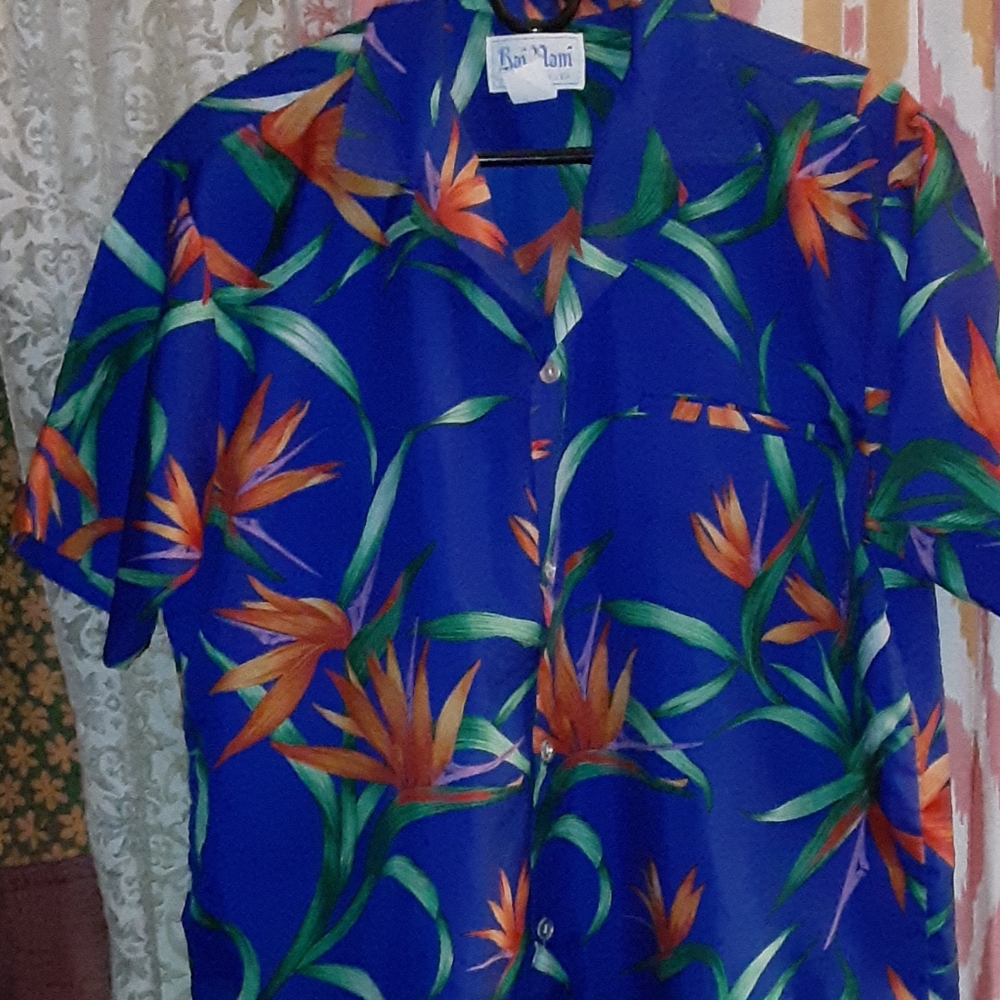 Blue 1970's vintage Hawaiian shirt